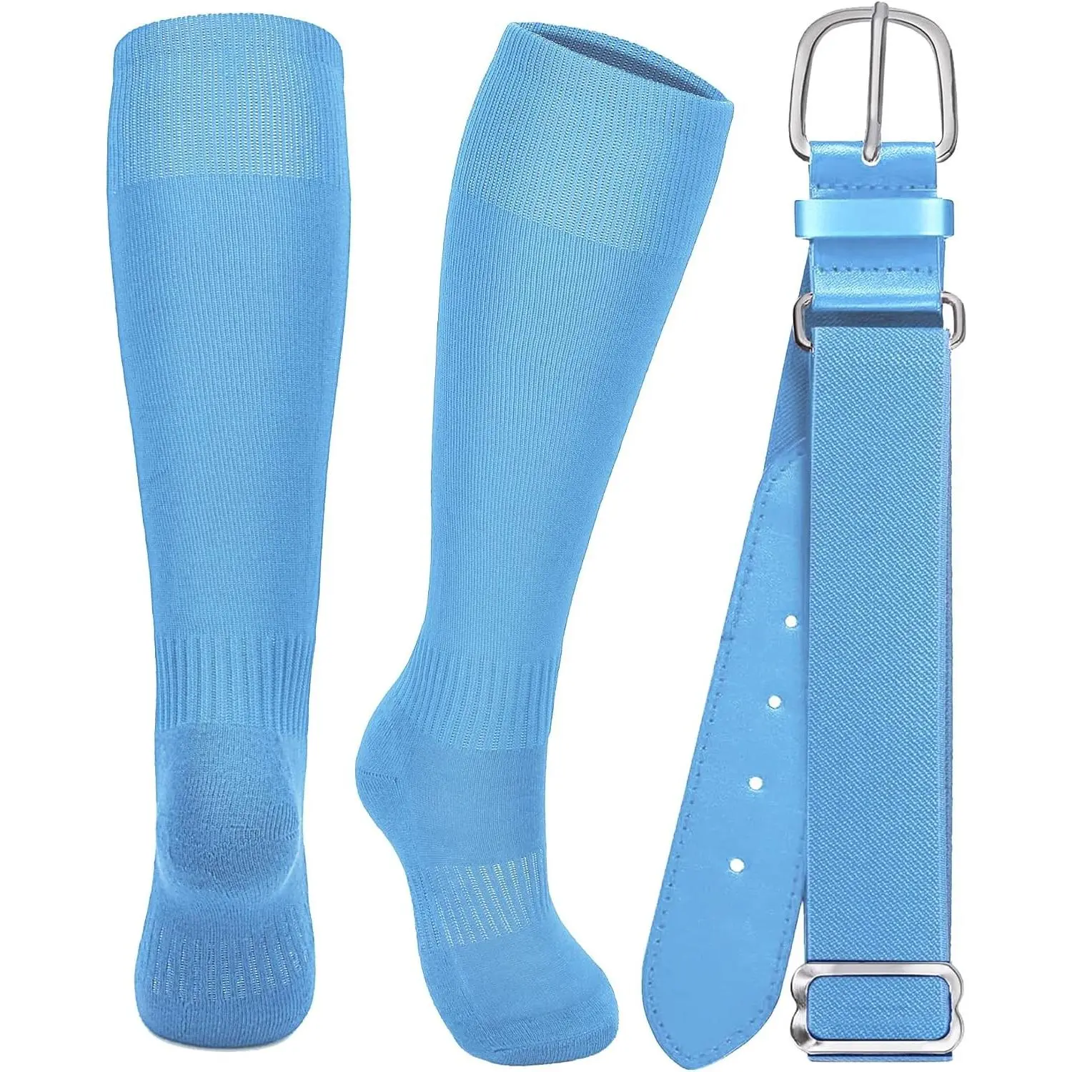 Baseball Socks and Softball Belts Combo Adjustable Elastic Men's Baseball Belt Moisture-Wicking for Youth