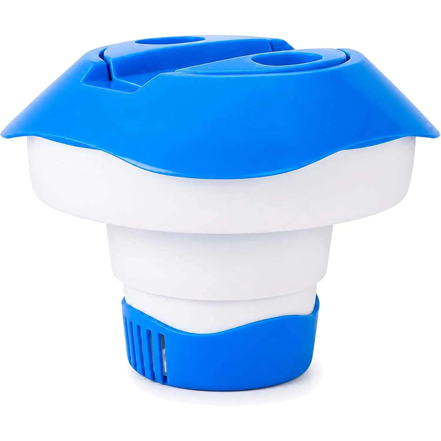 Collapsible Pool Chlorine Floater for 3 Inch Tablets, Floating Chlorine Tablet Dispenser with Adjustable Vents, Pool  Hot Tub  Dispenser, Holds 3-4 Tablets, Blue