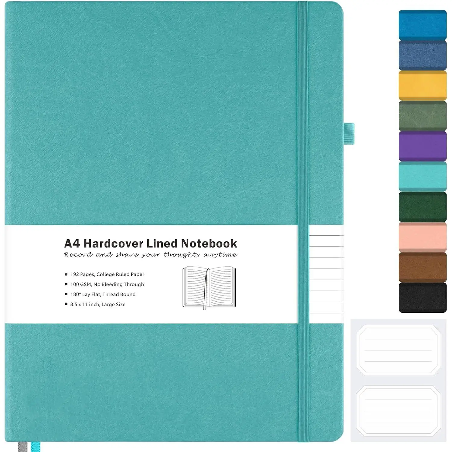 Blank Notebook Hardcover Sketchbook, 8.5" x 11" Blank Journal, Thick Paper | Large Thick Paper Sketchbook for Drawing Art, Unlined Notebook Journal for Women Men, A4 Leather Sketchbook, Lay Flat, Teal