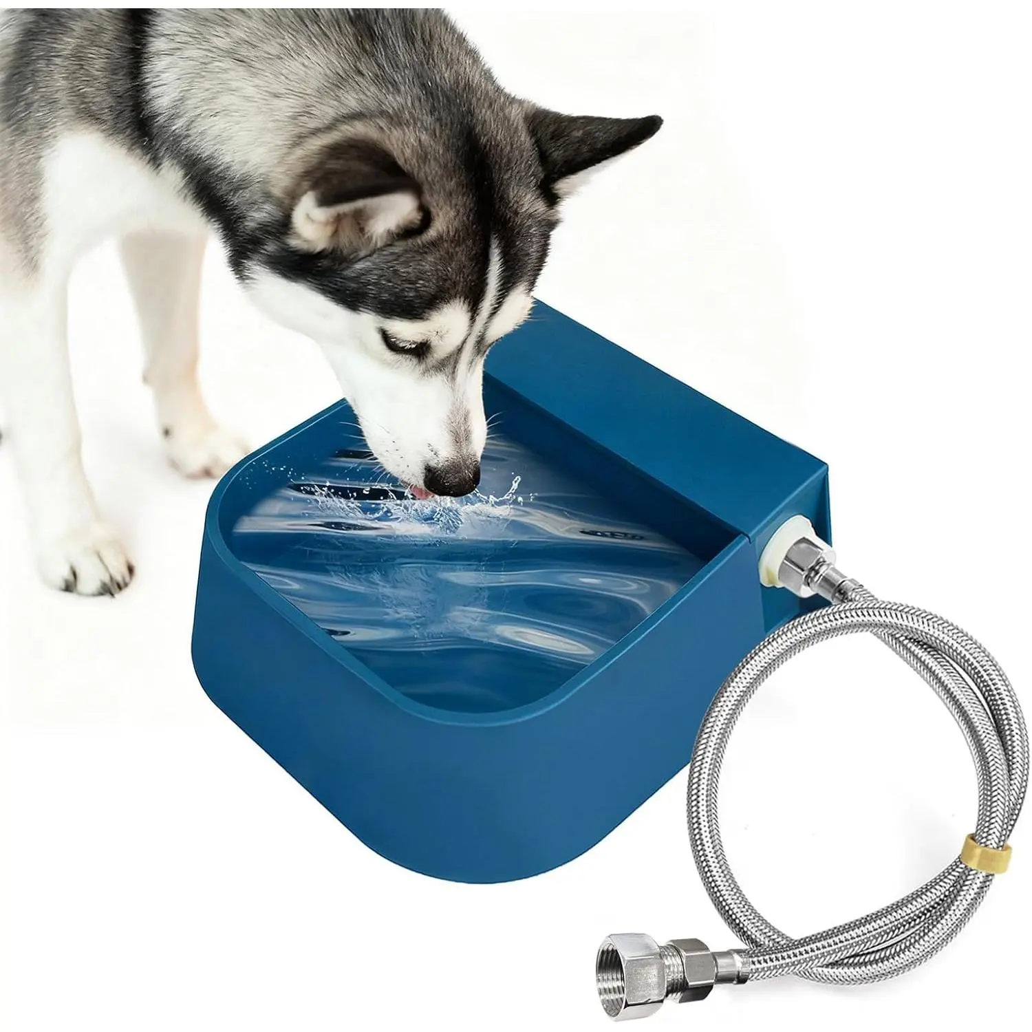Outdoor Automatic Dog Water Dispenser, Large Water Bowl for All Kinds of Animals, Auto Refill Waterer for Pet Livestock, Water Trough Include " Anti-Bite Metal Water Pipe, Fit GHT Faucet