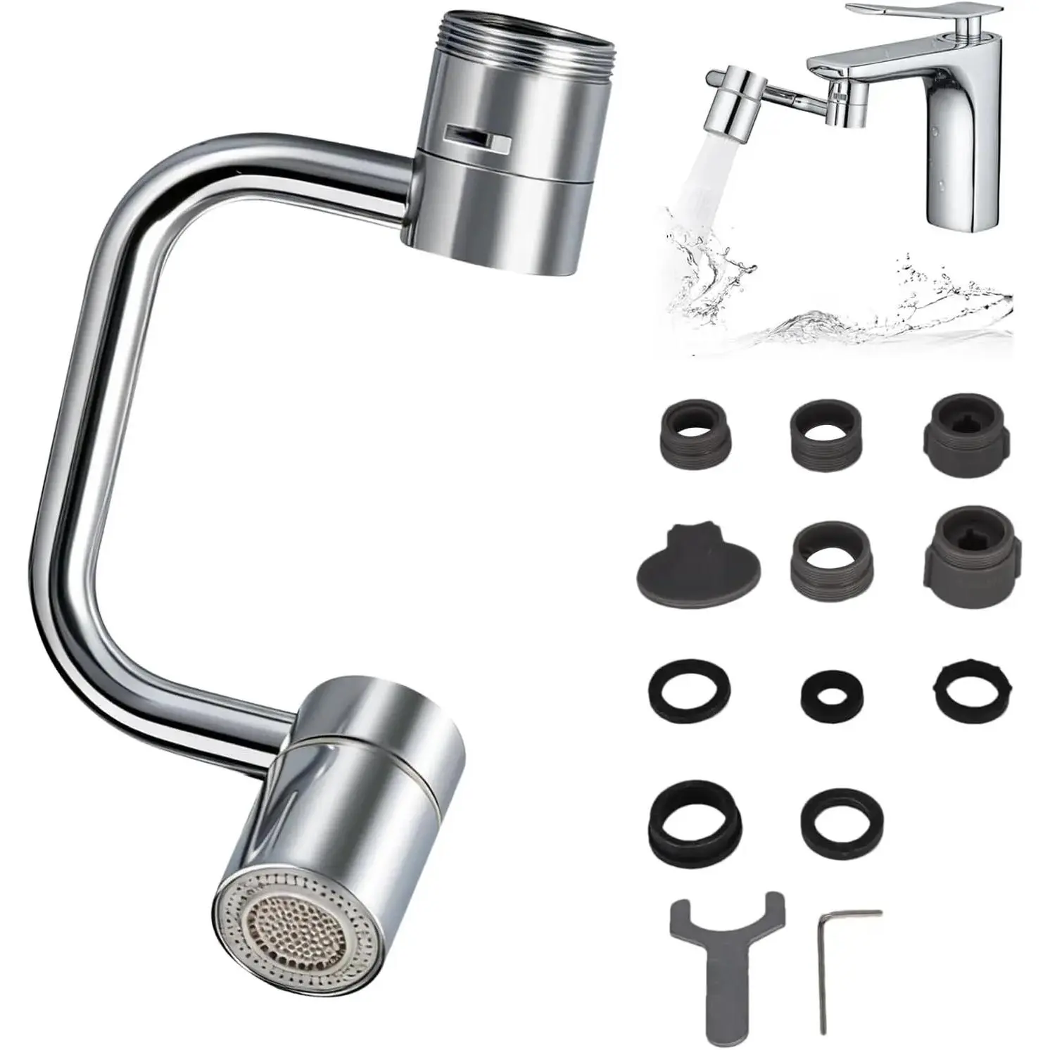 1440 °   Rotatable Faucet Aerator Extension, 2026 New 2 Modes Universal Sink Faucet for Splash Reduction, 1080 °   Rotating Multifunctional Faucet Extender for Bathroom Sink Kitchen