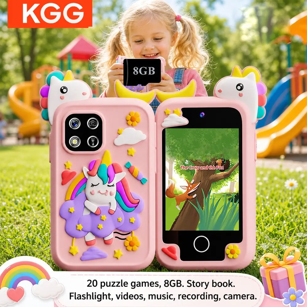 KGG Unicorn Pattern Smart Phone, Portable Cute Cartoon Design Phone with Camera & Games, Educational Learning Toy for Boys and Girls