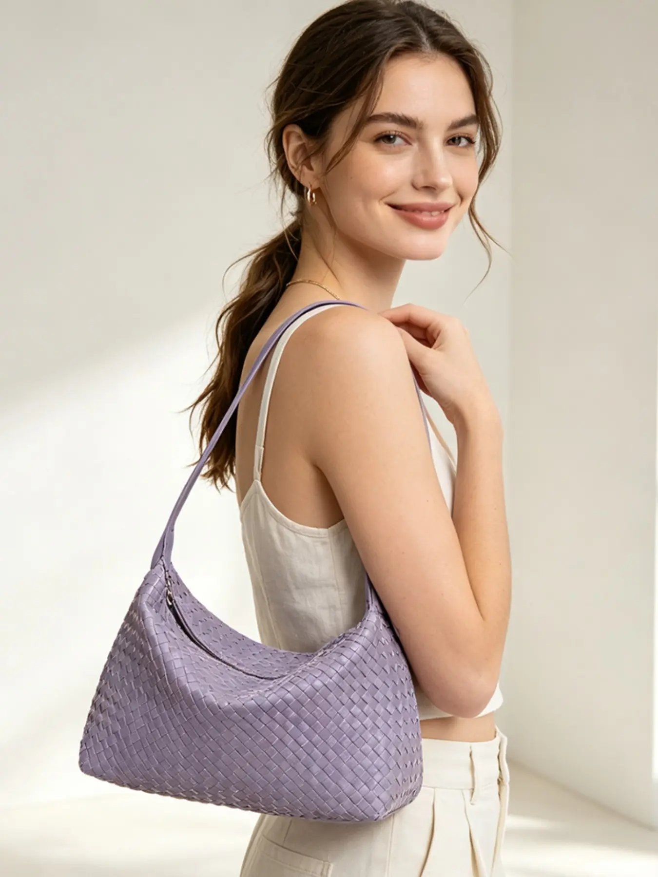 Woven Crescent Underarm Bag, High-End Large Capacity Commute Hobo Bag, Summer Versatile Shoulder Crossbody Bag, Lightweight Women's Backpack