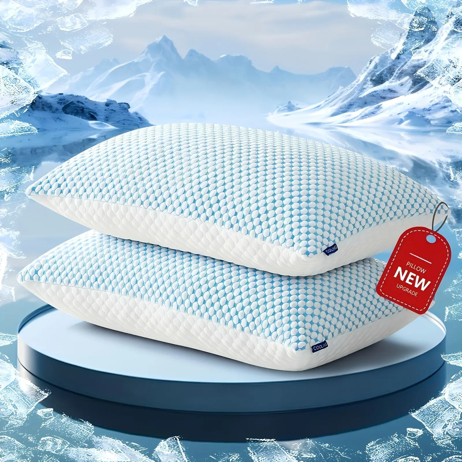 2-Pack Cooling Bed Pillows for Sleeping, Never-Flatten Soft Support with Neck Contour Feature, Breathable & Machine Washable Pillows for Side And Back Sleepers