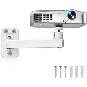 Projector Stand, Wall and Mini Ceiling Mount with 1/4-Inch Thread, 360- Rotation, Adjustable Tilt & Swivel, Foldable, Easy Setup Compatible with  Projectors for , Office, White