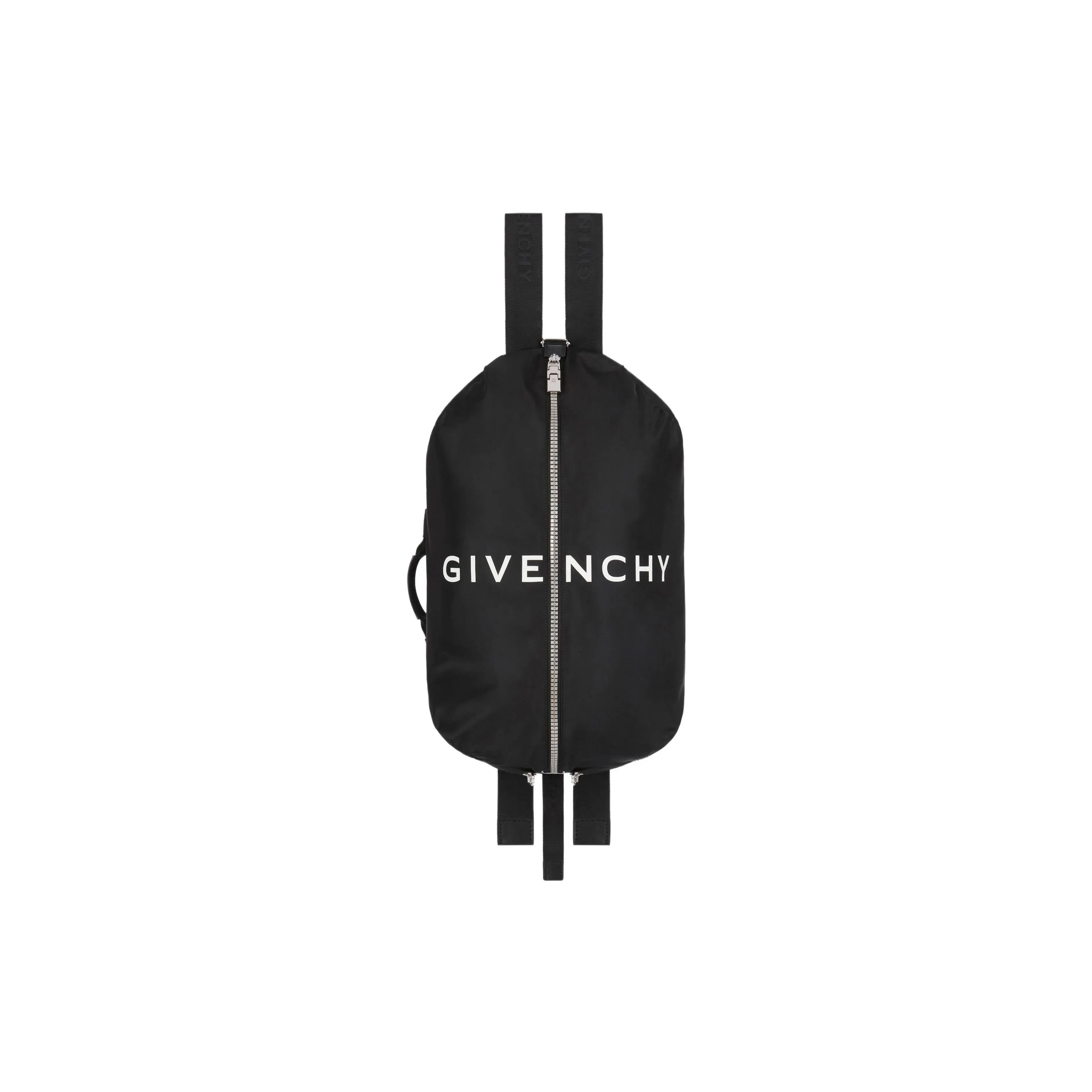 Givenchy 4G Logo Zipper Pull Printed Adjustable Canvas Shoulder Strap Nylon Backpack for Men, Large Black