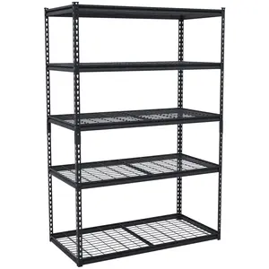 All Steel Heavy Duty 5-Tier Adjustable Pallet Storage Shelving with total 3000 lbs load rating, hassle-free quick assembly, size 48"W×72"H with optional 18'' or 24'' depth, industrial storage rack ideal for warehouse, garage, pantry and basement bulk good