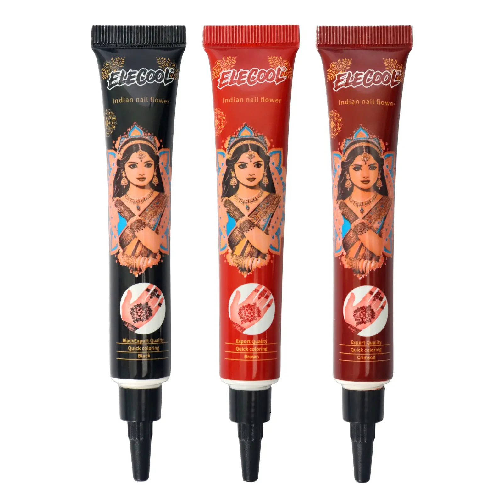 3-Pack Henna Tattoo Gel Set, Waterproof Long-Lasting Temporary Body Art, Three Colors Available, Ideal for Weddings, Parties, Daily Use, Body Paint Henna