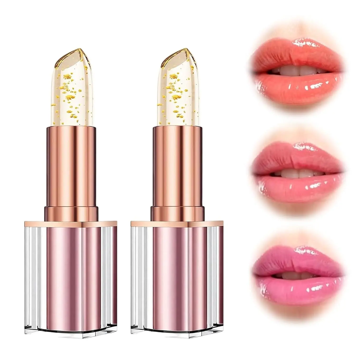 2PACK pH Color Changing Lipstick, Lipstick for Mature Lips, 2026 New Rose Gold Packaging, Skin-Adaptive Clear Lip Balm,Transfer-Resistant Long Lasting Lip Color, Natural Finish Lip Tint, Hydrating