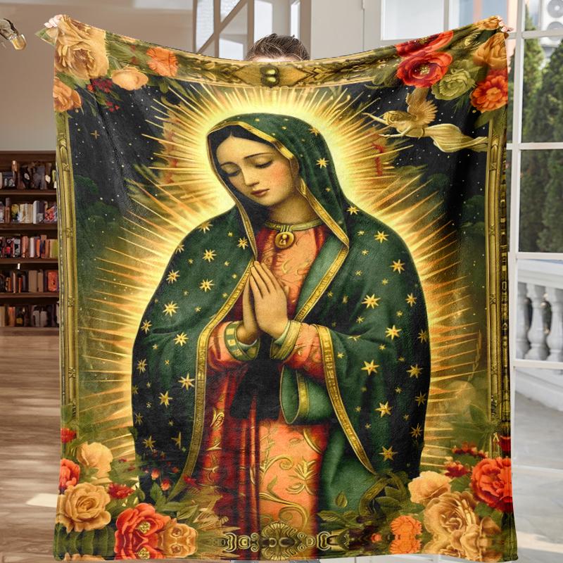 Surprise Virgin Mary Blanket, Soft Warm Throw, Virgin Mary Flannel Throw Blanket Snug Cozy Touch Super Soft Neutral Color