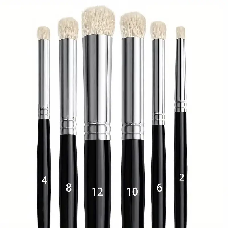 6pcs Professional Miniature Painting Dry Brush Set, Painting Tool, Soft Bristles, Metal Caps, Ideal for Scale Models, Collectors, DIY Art Projects