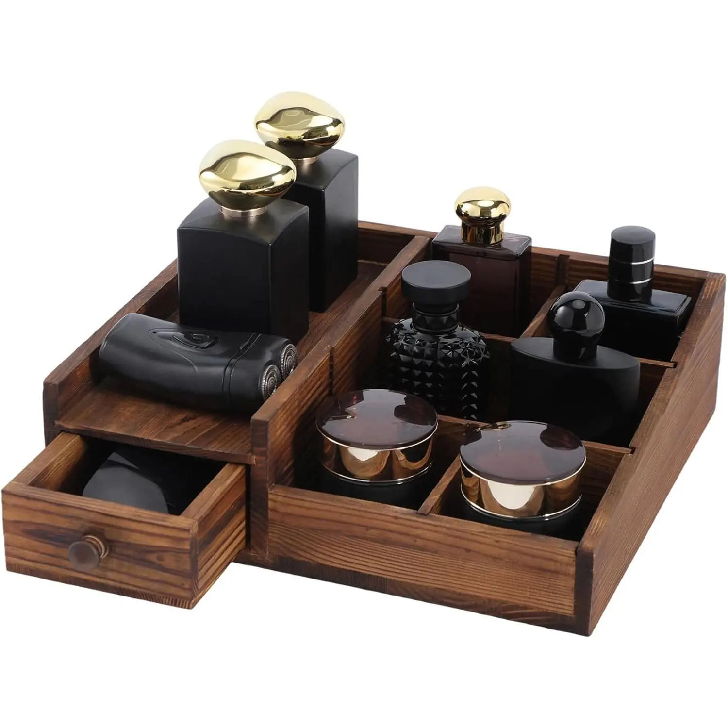 Organizer for Men,Bathroom Countertop Organizers,Perfume Organizer,Cologne Organizers,Bathroom Storage,Perfume Stand,Dresser Organizer,Desk Organizer,Gifts for Men,Adjustable Partition(Bourbon Brown)