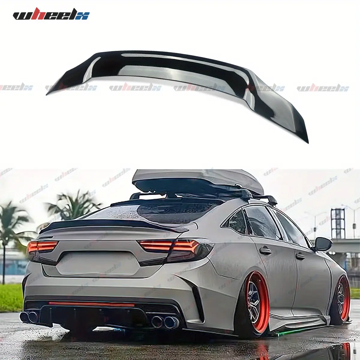 Rear Trunk Spoiler Wing for Honda Accord 2018-2022, JDM Highkick Duck Bill Car Accessory - ABS Plastic, Car Decorating, Appearance Boost, Easy Install (Glossy Black/Carbon Fiber Look)