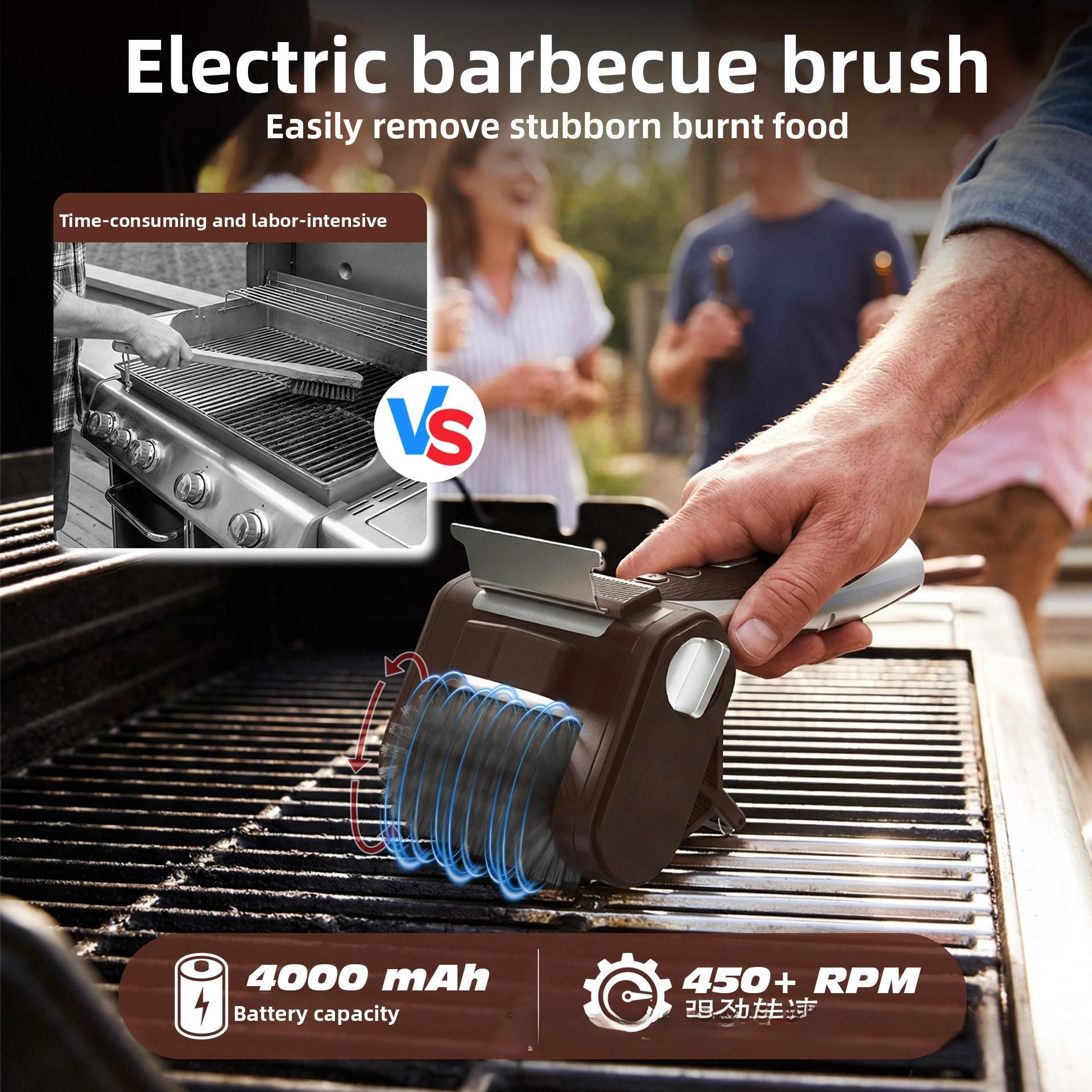 LED Light Electric BBQ Brush Rechargeable Wireless Camping Grill Cleaning Special for Spring Outdoor Barbecue Wholesale Drill Impact High-Torque Cordless