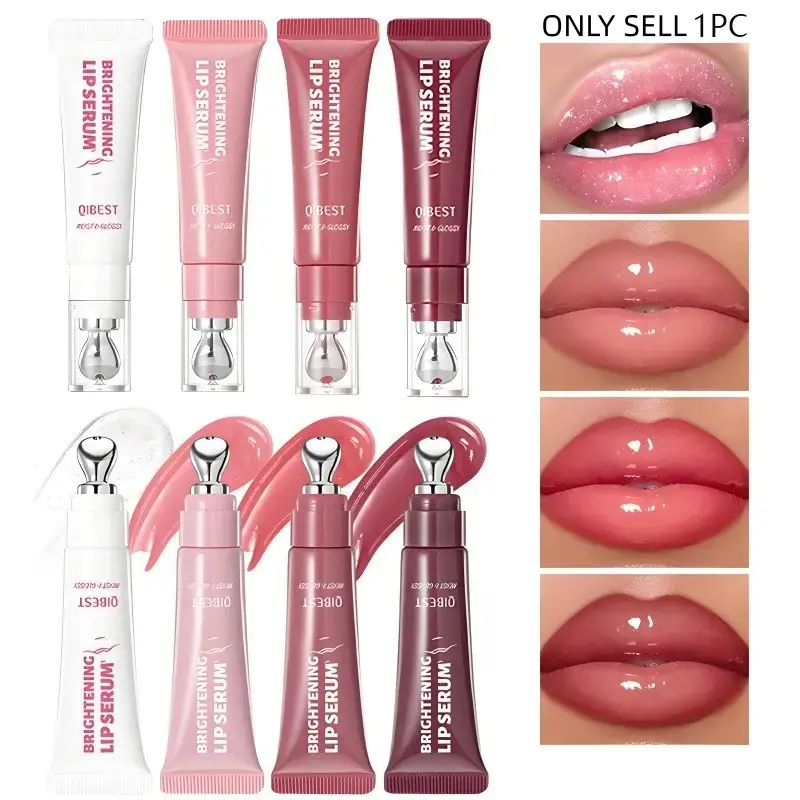 Tinted Lip Milk Serum & Plumping Lip Gloss, Brightening Hydrating Lip Tint with Vitamin E, Moisturizing Massage Applicator for Quick Even Application, Glossy Lip Care