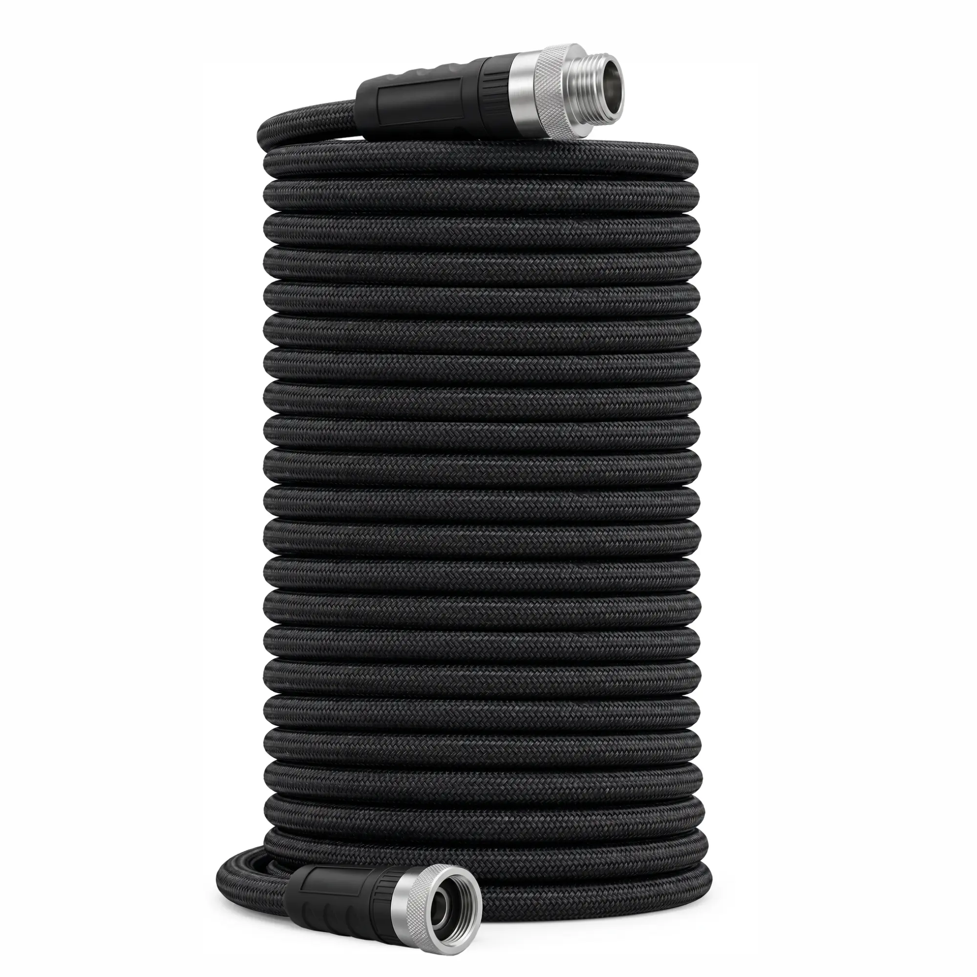 Non-Expandable Garden Hose, 100FT Lightweight Water Hose with TPE Inner Tube, Durable Braided Outer Layer, Anti-Kink Design and Reinforced Aluminum Connectors for Outdoor Cleaning, Car Washing
