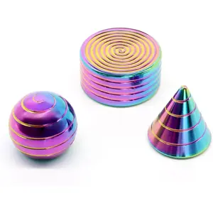 Kinetic Spinning Desk Toys, Fidgets for Anxiety and Stress for Adult Teen Cool-Stuff, Party Gifts for Christmas & Halloween (Circular/Cylindrical/Conical)
