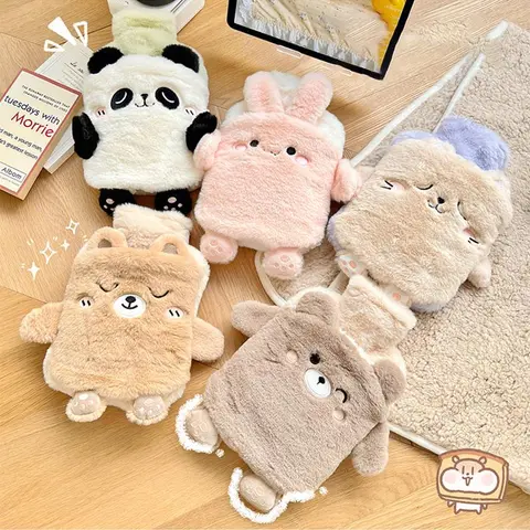 Plush Cute Animal Hot Water Bottle - 304 SS Insulated Hot Compress, One Size Customizable Single Unit for Period Cramp Relief, Winter Hand-Feet Warmth, Girls' Home Supplies Heating Pad