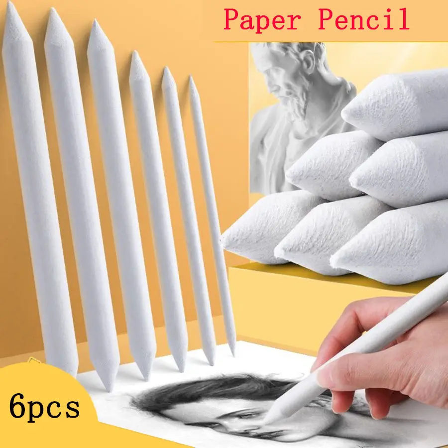 6pcs Blending Stumps Paper for Art Blenders Sandpaper Pencil for Artist Charcoal Sketch Drawing Tools High Gloss Smudging for Art Painting Roll Paper Pen Art Supply