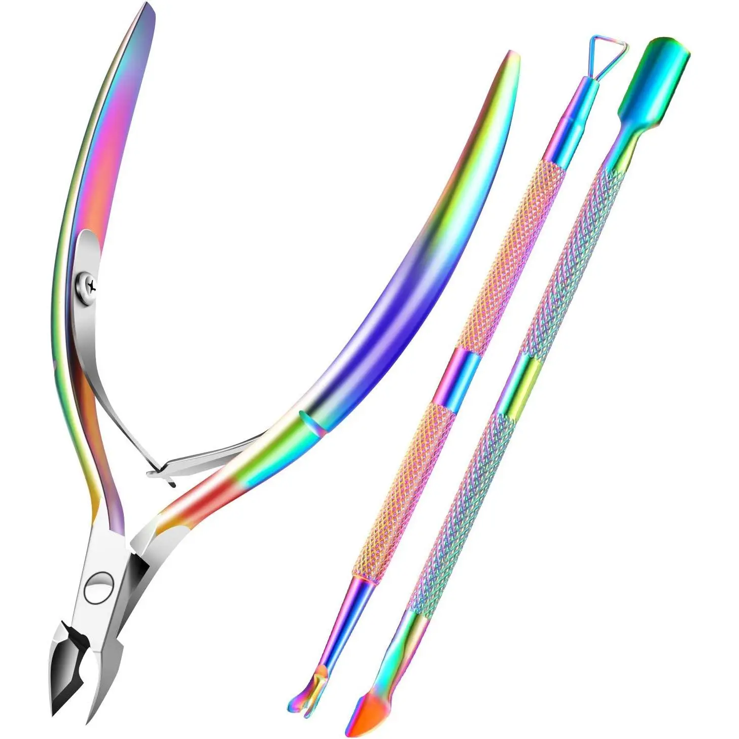 Cuticle Trimmer Cuticle Remover with Cuticle Pusher, XUNXMAS Professional Stainless Steel Durable Pedicure Manicure Tools Cutter Nipper Scissor Clipper for Fingernails and Toenails Dead Skin,Silicone,Practice,rhinestone,picker,rech,electr,colo,smooth,foot