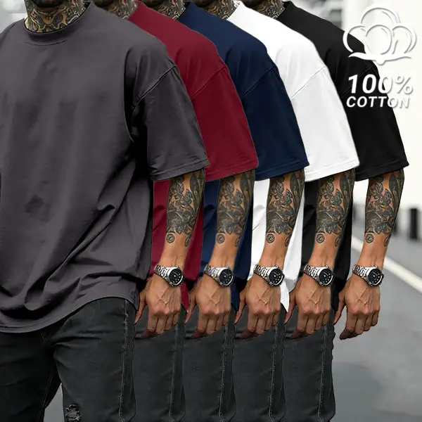 Breathable Pure Cotton Loose Fit Men’s Plain T-Shirt, Comfort Stretch Short Sleeve Top in Thirteen Neutral & Bright Hues, Essential Simple Piece to Build Effortless Summer Outfits and Street Mensfashion