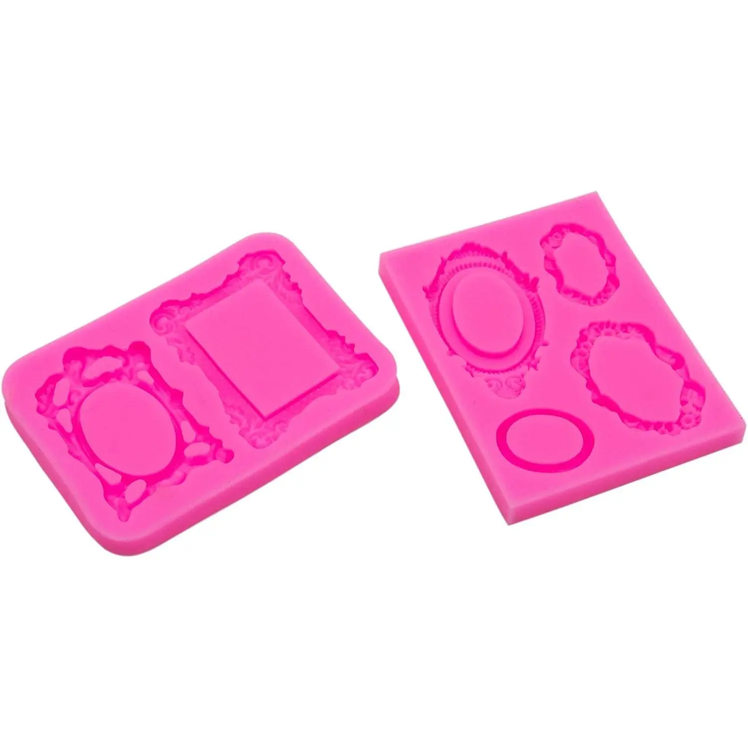 Synthetic Mirror Frame Mold Set - Fondant Cake Decorating Tools for Sugarcraft, Polymer Clay (2 Packs)