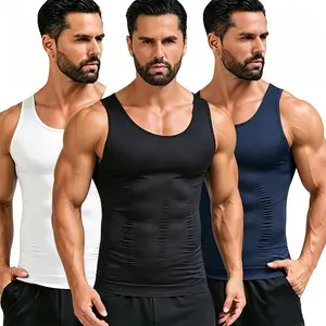 2/3 Pack Men Tummy Control Compression Vest Sleeveless Breathable Slim Shapewear Undershirt Tank Top
