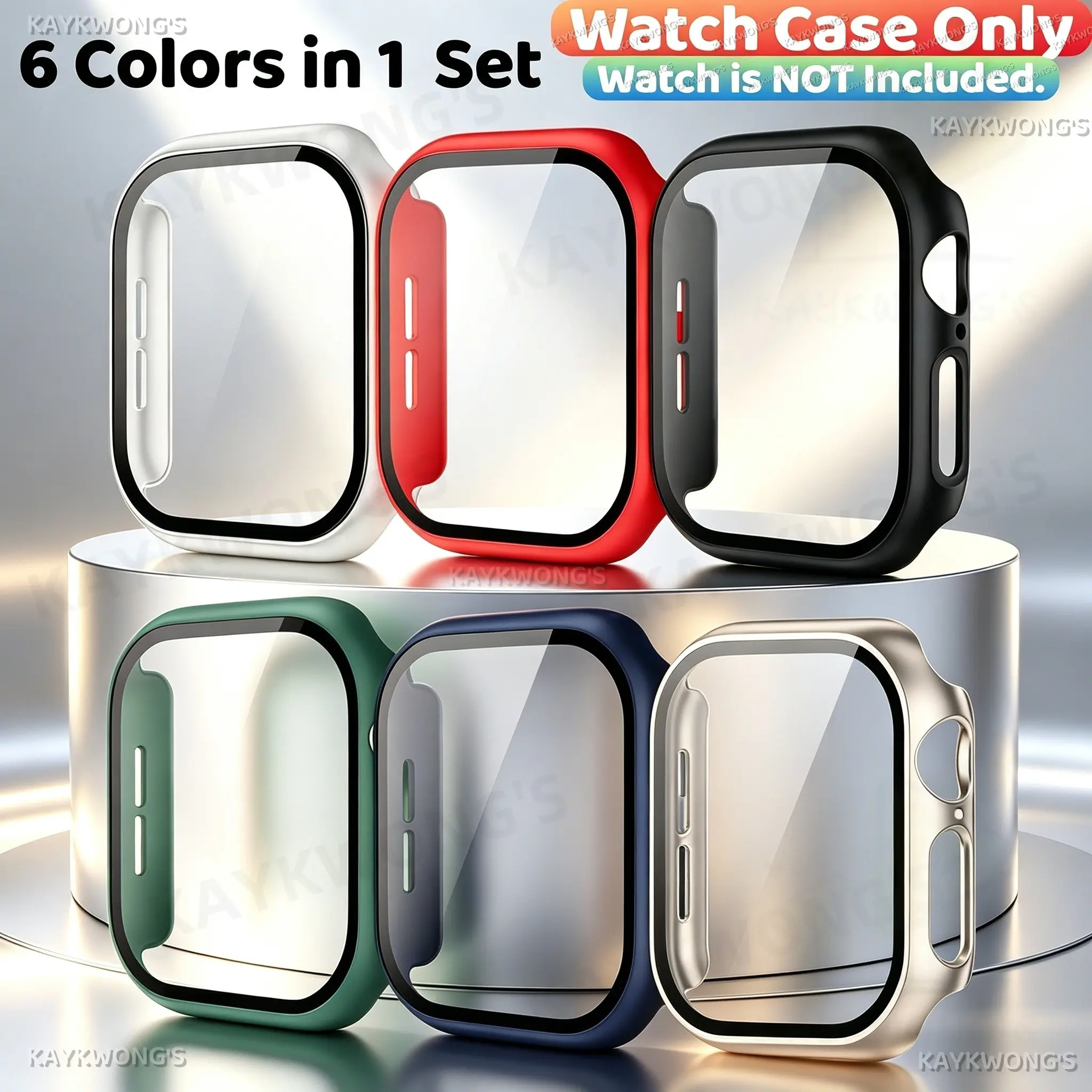 KAYKWONG'S 6-Piece Set High-Definition Protective Case,  Durable Smartwatch Cover, Essential Wearable Accessory for  iWatch 11/10/9/8/7/6/5/4/3/2/1 Series Size 49mm 46mm 45mm 44mm 42mm 41mm 40mm