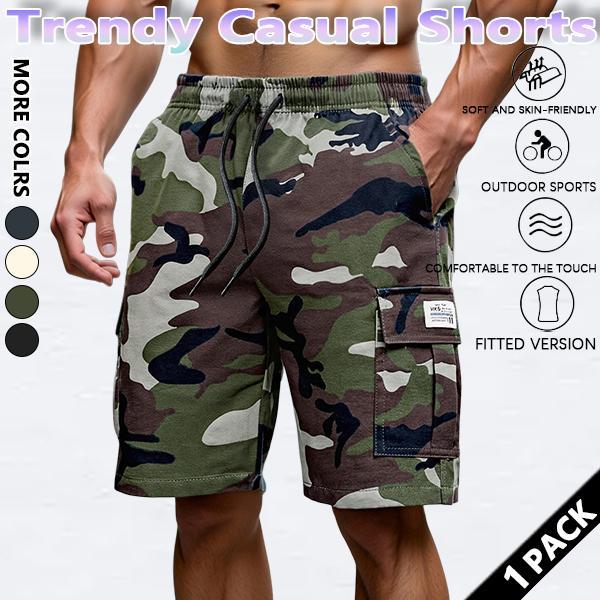 Men's new summer casual work shorts, camouflage sports capri pants, loose and casual fit, quick-drying ice silk beach shorts.