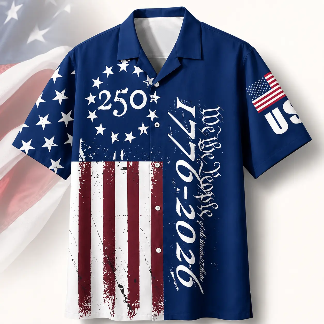 USA 250th Anniversary Hawaiian Shirt 1776-2026 American Flag Liberty Bell Patriotic Independence Day Vacation Summer Beach Shirt Vintage Star Print Button Up Short Sleeve Casual Tops for Men Women