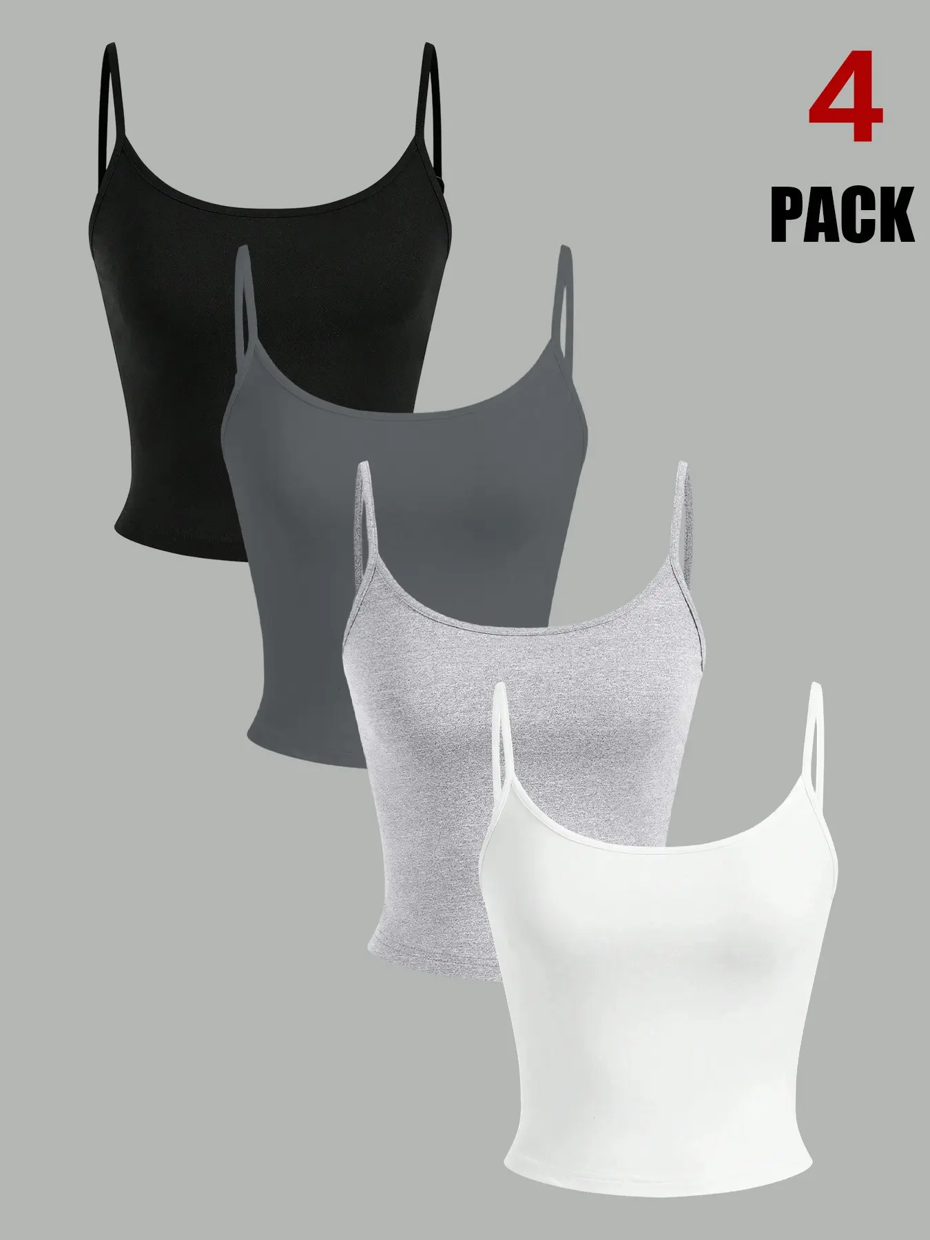 Y2K Style 4-Pack Crop Cami Tops, Sleeveless Slim Fit Design, Organic Textile Material, Ideal for All Seasons, Perfect for Urban Fashion