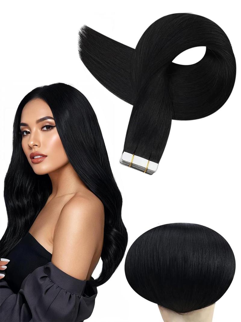 20 Inch Long Straight Glue Hair Extension, Invisible Seamless Straight Hair Extensions, Fusion Hair Extensions, Fashionable Natural Fluffy Synthetic Hairpiece for Women & Girls, Glossy Hair Bundles, Synthetic Soft Hairpieces