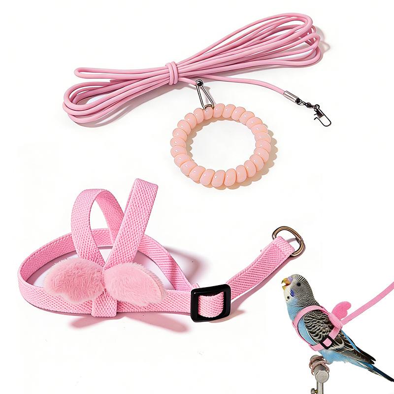 Parrot Flight Training Leash, Back Strap Wing Harness with Elastic Bungee Rope, Outdoor Walking Lead for Small Parrots, Escape-Proof Bird Leash for Budgie Cockatiel Lovebird Squirrel-proof Metal Feeding Station Cage Stand