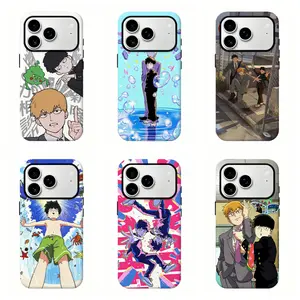 M0b Psycho 100 Dynamic Scene Hard Film Phone Case, Shigeo & Reigen Colorful Anime Shockproof Full Wrap Protective Case| Cover For iPhone 17 Pro Max 16 15 14 13 12 11 for Samsung S21 S22 S23 S24 S25 Phone Case,Perfect fans Gift