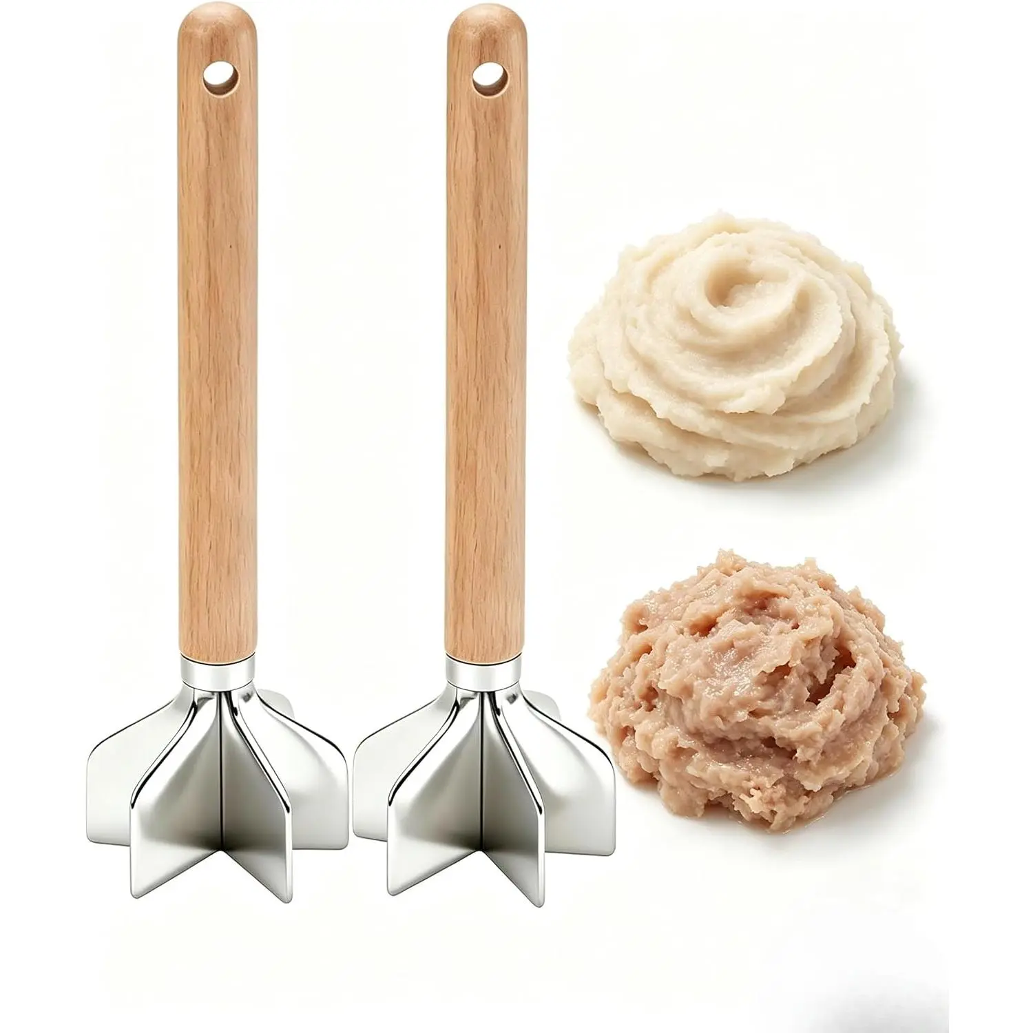 2 count Meat  Heat Resistant Meat Masher for Hamburger Turkey Chicken, Beef  Tool,  Smasher, Ground Non Stick Mix ,  Masher Tool