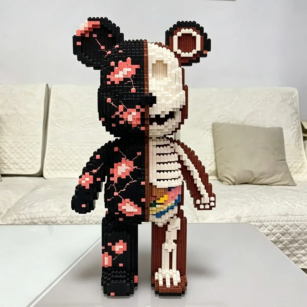 48cm Large Size Ocean & Halloween Theme Love Bear Interlocking Micro Building Blocks, Hard DIY Assembly Toy, Trendy Home Desk Decor, Halloween Gift