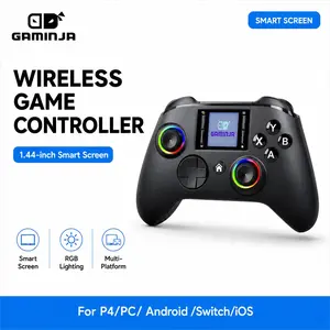 Wireless Game Controller with Screen for Ps4/PC/switch/phone/tablet, Long Battery Life, LED Light Effects Hall Sensor Esports Controller Gamepad, Gaming Controller