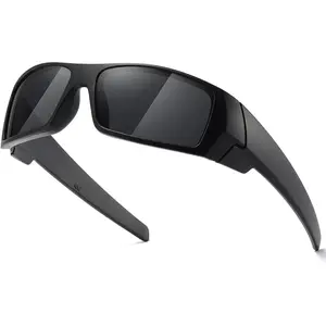 Polarized Sunglasses Men Womens Trendy Retro Sports Rectangular Wrap Around Vintage Shot Shield black frame trim gold