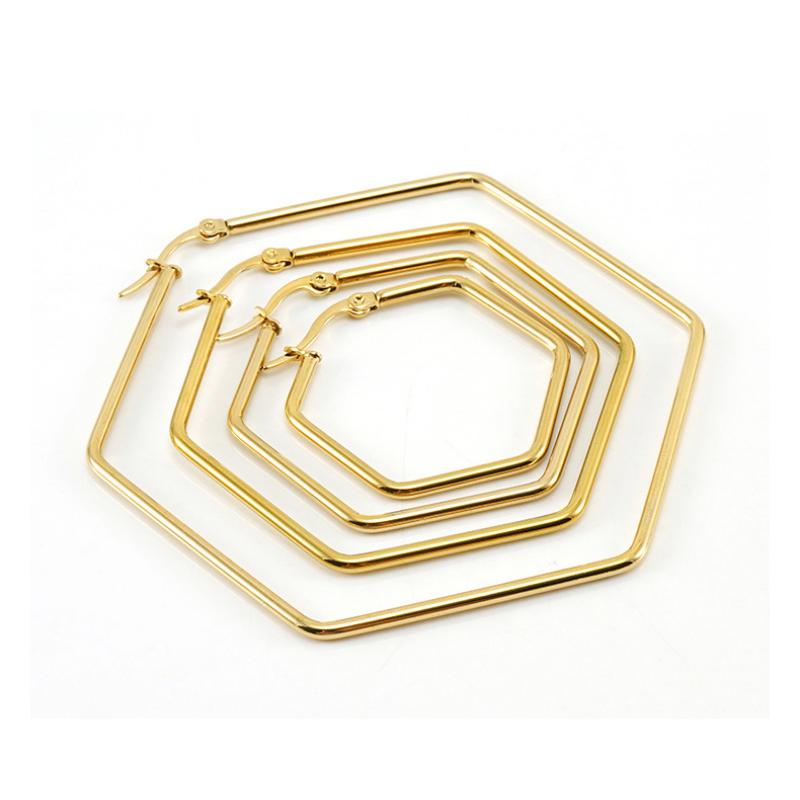 VEVE Popular Titanium Steel Atmospheric Ear Jewelry Hexagonal Bar Coil Earrings For Women