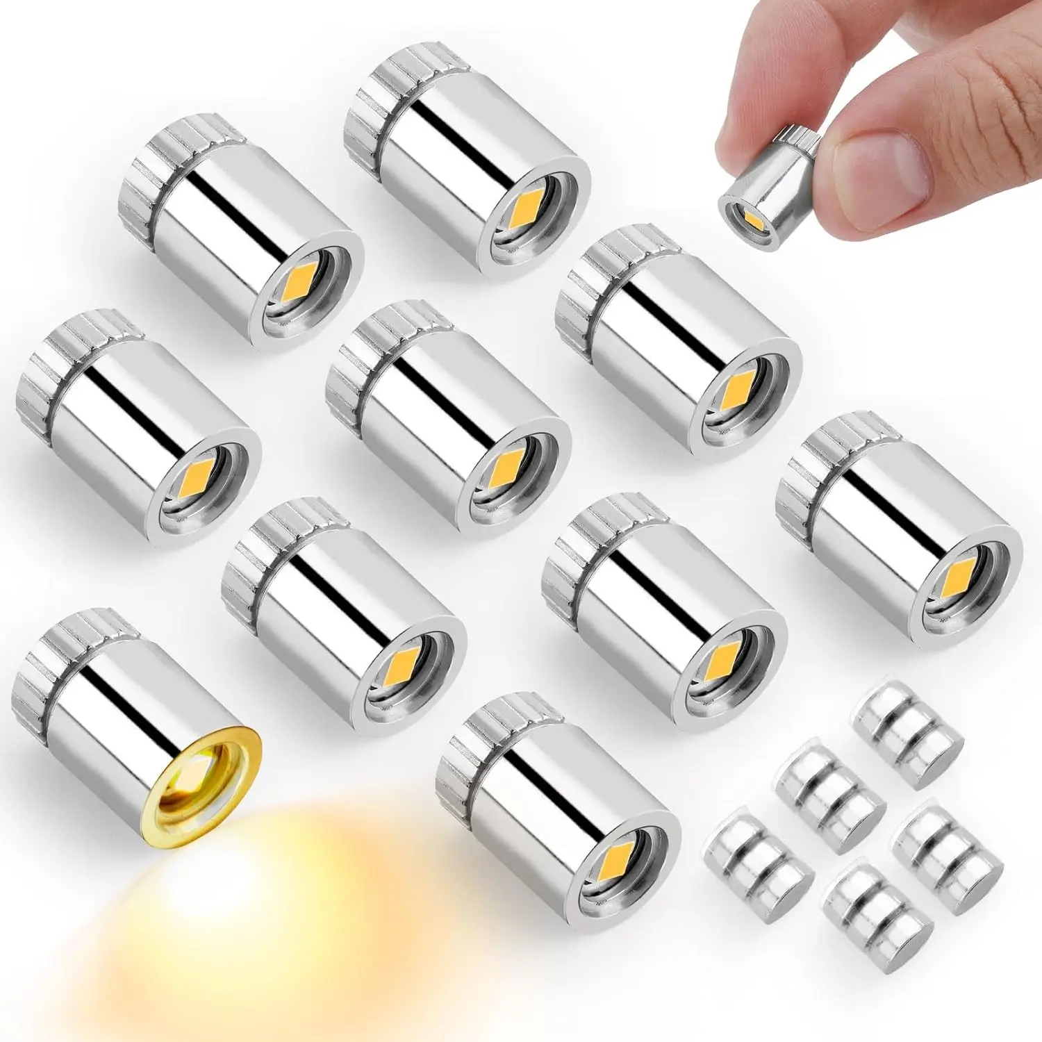 10pcs Miniature Led Lights Tiny Small Battery Powered Led Mini Spot Lights for Paper Lantern Party Decoration Micro Crafts Models Dollhouse Accessories Warm White Light