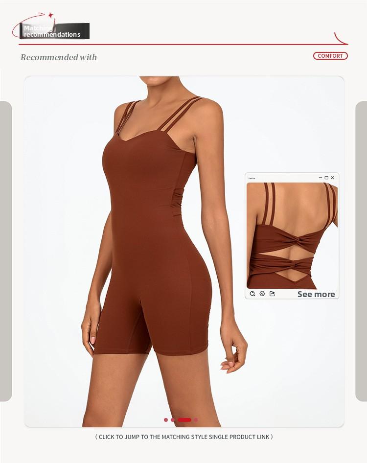 Women's low-cut sexy yoga jumpsuit, breathable and quick-drying, with a beautiful back and cross-strap design to lift the buttocks, suitable for running, yoga, and fitness