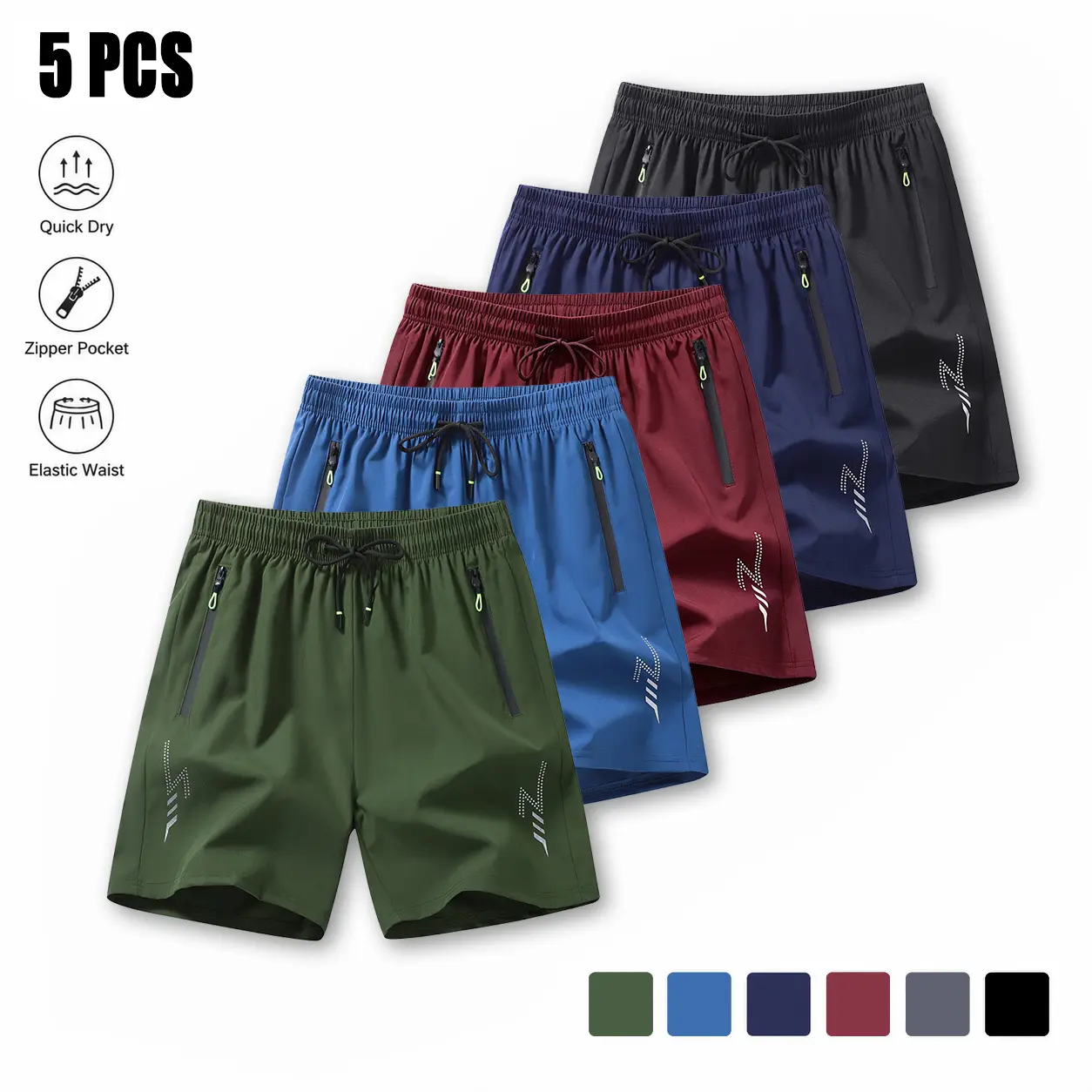 Black+Dark Blue+Wine Red + Lake Blue + Army Green