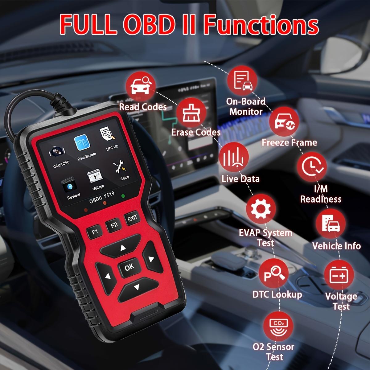 Car OBD2 Scanner Diagnostic Tool Code Reader, Car Voltage Tester Engine Fault Code Scanner, Charging Tester Diagnostic Tool For OBDII Protocol Cars V519-red