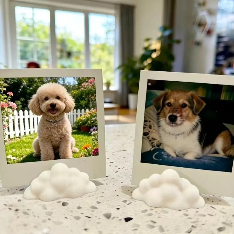 4 Pcs 3D Cloud Photo Stands, Minimalist Ins Style Polaroid Card Holders, Cute Desktop Picture Display Decor