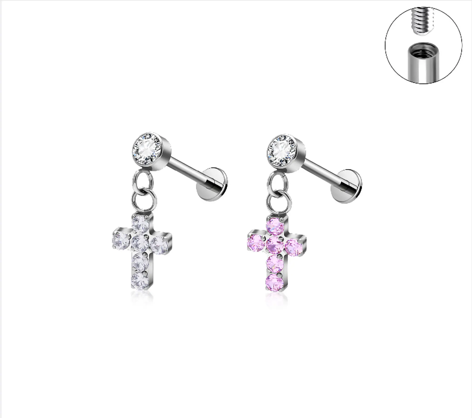 Titanium Cross Earrings for Women Hypoallergenic Silver Stud Earrings Minimalist Unique Cross Design Sensitive Ears Cartilage Piercing Jewelry Gifts