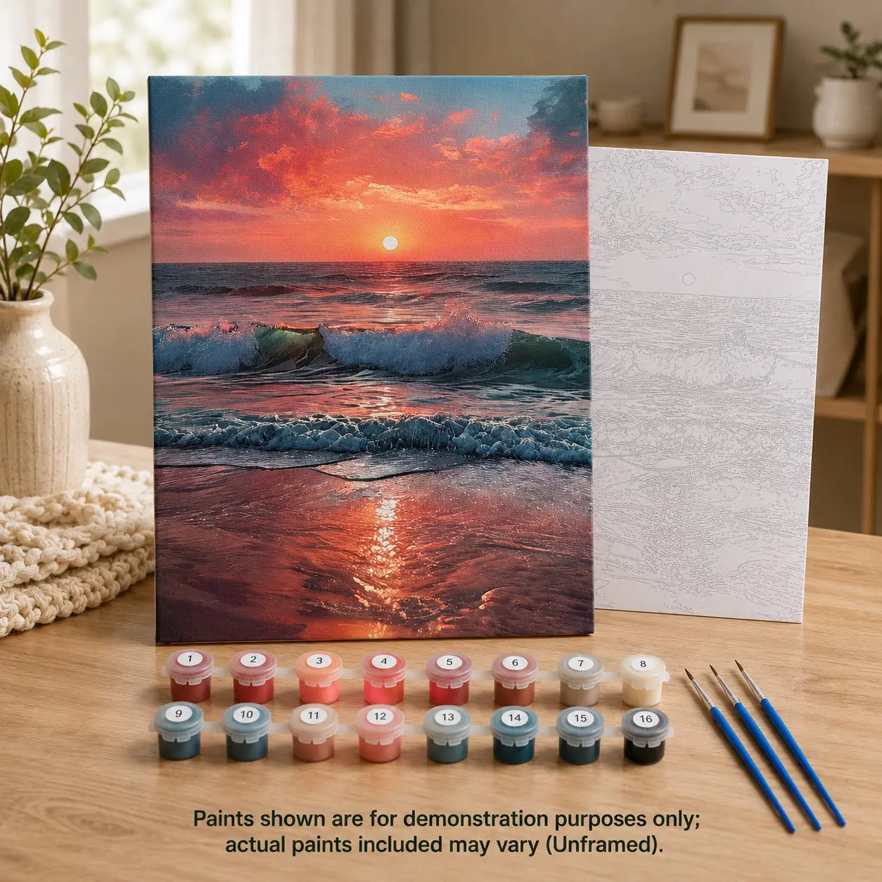 40x50cm DIY Paint by Numbers Kit, Color By Number, Sunset Seascape Art Set, Includes Canvas, Paints, Brushes, No Frame, Ideal for Adult Relaxation, Home Decor, Gift