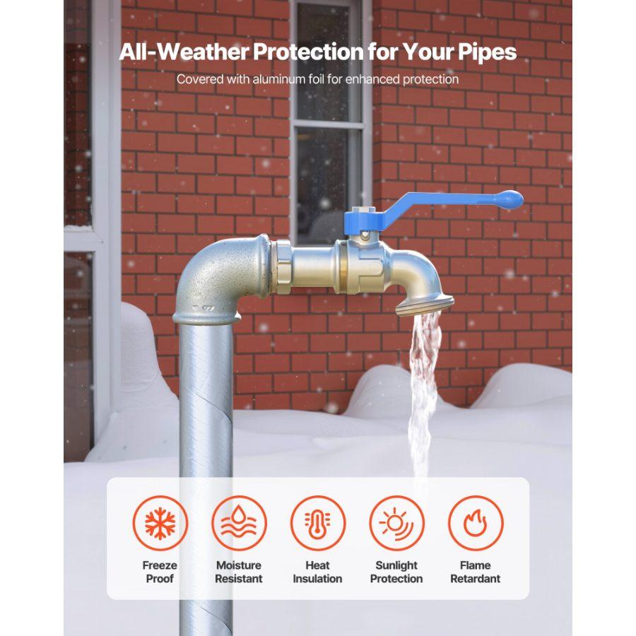 VEVOR Pipe Insulation Wrap, 14 FTx 2-inch Pipe Insulation Foam Tape, Self-Adhesive Water Pipes Insulated Foam Wrap for Winter Freeze Protection, Heat Cold Resistant for Outdoor Indoor Use VEVOR Pipe Insulation Wrap, 14 FTx 2-inch Pipe Insulation Foam Tape, Self-Adhesive Water Pipes Insulated Foam Wrap for Winter Freeze Protection, Heat Cold Resistant for Outdoor Indoor Use