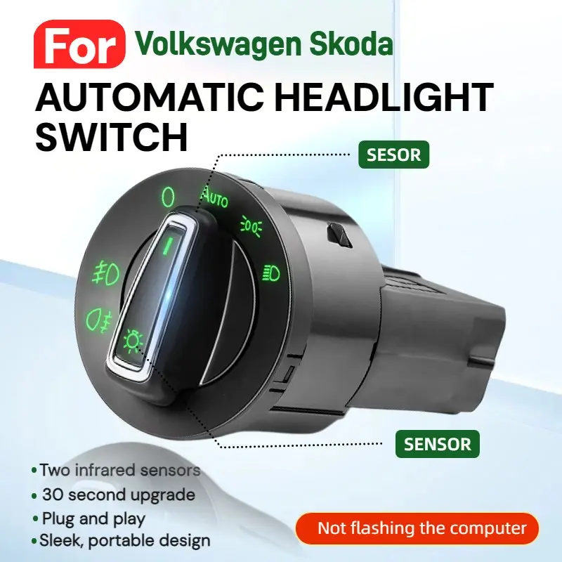 Automatic Headlight Sensor Switch for Skoda Rapid Fabia Spaceback Yeti Superb Octavia, Fog Light Switch, Volkswagen Compatible