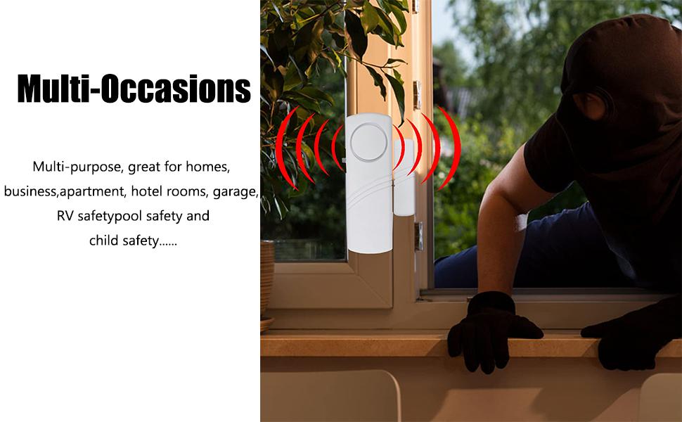 6 Pack Door Window Alarm, Burglar Sensor, Loud Door Alarms for Kids Safety, DIY for Home Security, Office Protection,Shopping Store AAA Battery