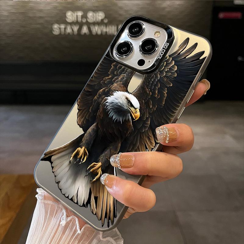 Case for iPhone 16 Pro Max 15 Plus 14 13 12 11 XS XR Bald eagle Shockproof Silicone PC Back Protective Smartphone Cover Black